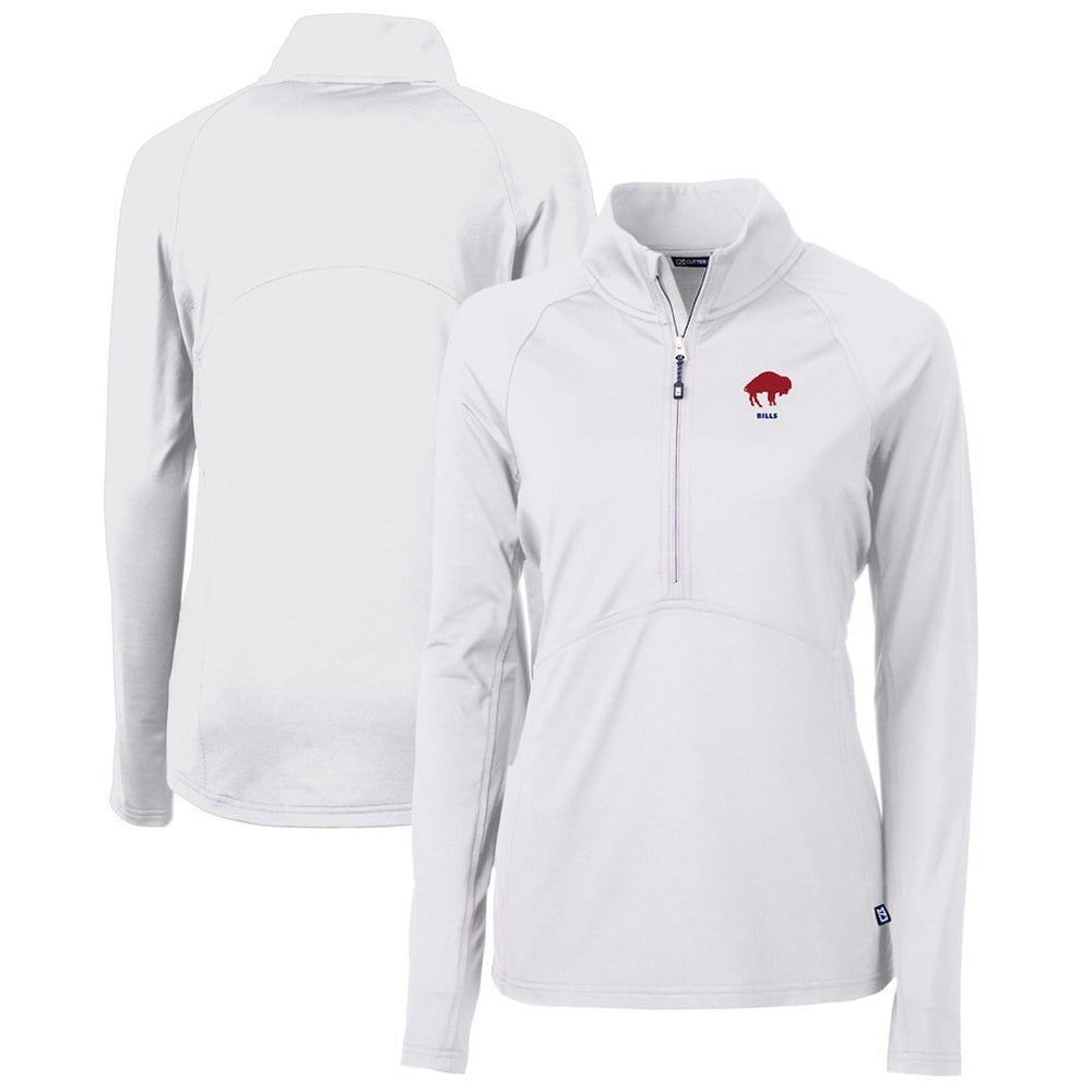Cutter & Buck Women's Throwback Logo Adapt Eco Knit Stretch Recycled Half-Zip Pullover Top - Buffalo Bills Pullover