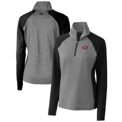 Cutter & Buck Women's Throwback Logo Forge Tonal Stripe Stretch Half-Zip Pullover Top - San Francisco 49ers Pullover