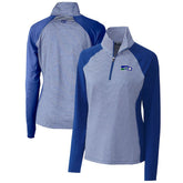 Cutter & Buck Women's Throwback Logo Forge Tonal Stripe Stretch Half-Zip Pullover Top - Seattle Seahawks Pullover