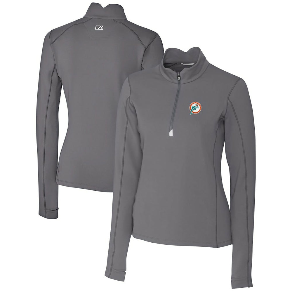 Cutter & Buck Women's Throwback Logo Traverse Stretch Quarter-Zip Pullover Top - Miami Dolphins Pullover