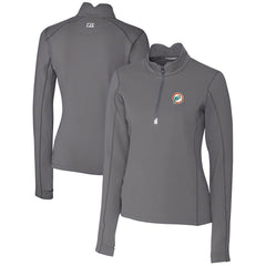 Cutter & Buck Women's Throwback Logo Traverse Stretch Quarter-Zip Pullover Top - Miami Dolphins Pullover