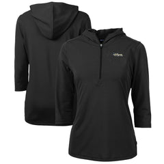 Cutter & Buck Women's Throwback Logo Virtue Eco Pique 3/4 Sleeve Half-Zip Pullover Hoodie - New York Jets Hoodies
