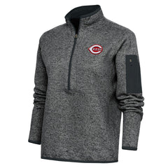 Heather Charcoal Cincinnati Reds Antigua Women's Logo Fortune Quarter-Zip Pullover Jacket