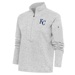 Heather Gray Kansas City Royals Antigua Women's Logo Fortune Quarter-Zip Pullover Jacket