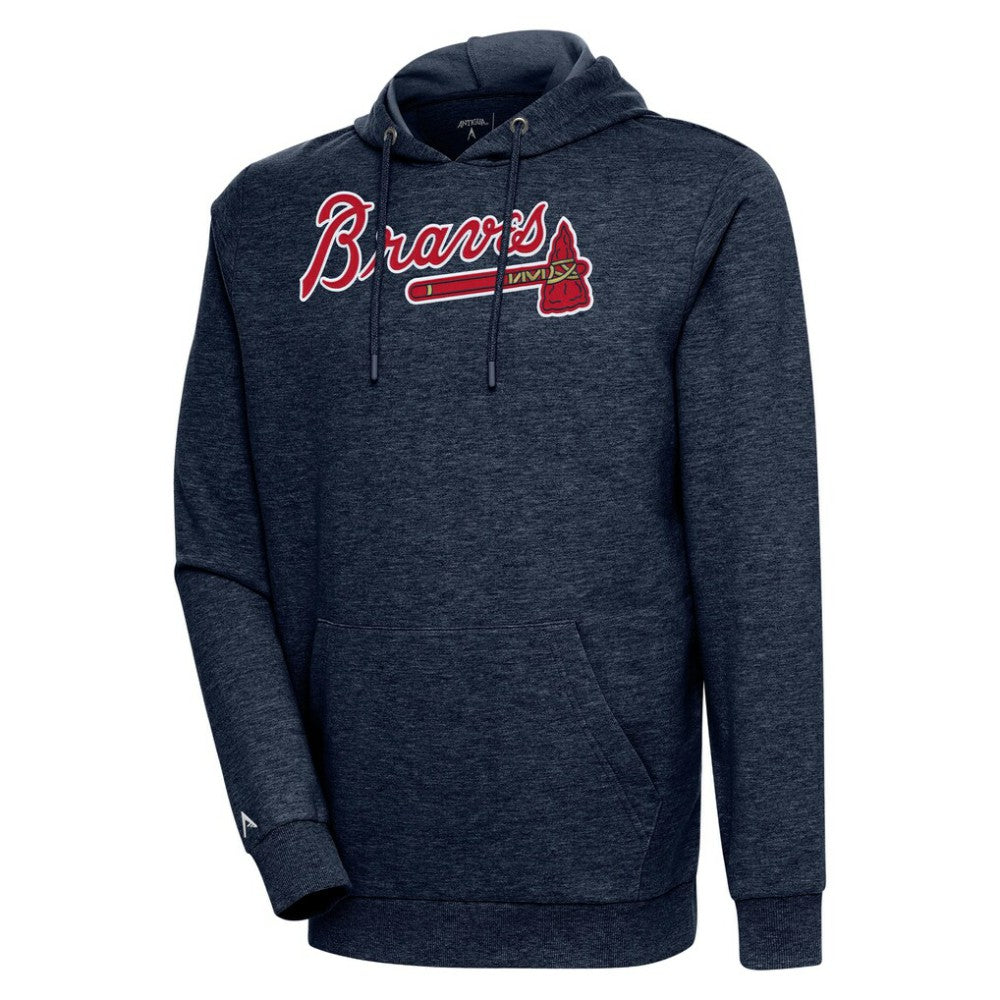 Heather Navy Atlanta Braves Antigua Action Pullover Hoodie