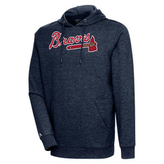 Heather Navy Atlanta Braves Antigua Action Pullover Hoodie