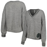 Brooklyn Nets Lusso Women's Scarletts Lantern Sleeve Tri-Blend V-Neck Pullover Sweater