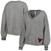 Chicago Bulls Lusso Women's Scarletts Lantern Sleeve Tri-Blend V-Neck Pullover Sweater