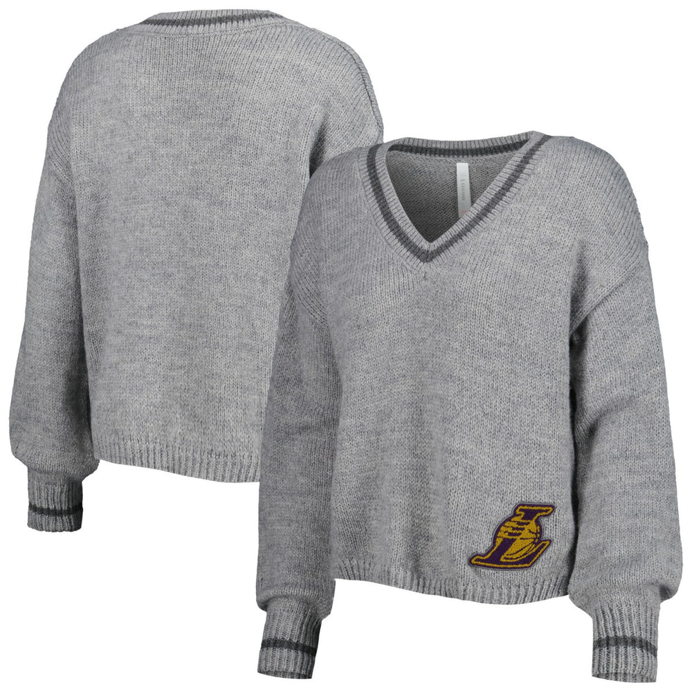 Los Angeles Lakers Lusso Women's Scarletts Lantern Sleeve Tri-Blend V-Neck Pullover Sweater