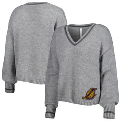 Los Angeles Lakers Lusso Women's Scarletts Lantern Sleeve Tri-Blend V-Neck Pullover Sweater