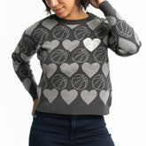 Brooklyn Nets Lusso Women's Basketball Love Swarovski Crystal Intarsia Pullover Sweater