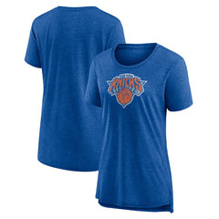 New York Knicks Women's Distressed Logo Tri-Blend T-Shirt