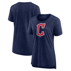 Heather Navy Cleveland Guardians Women's Official Wordmark Tri-Blend T-Shirt