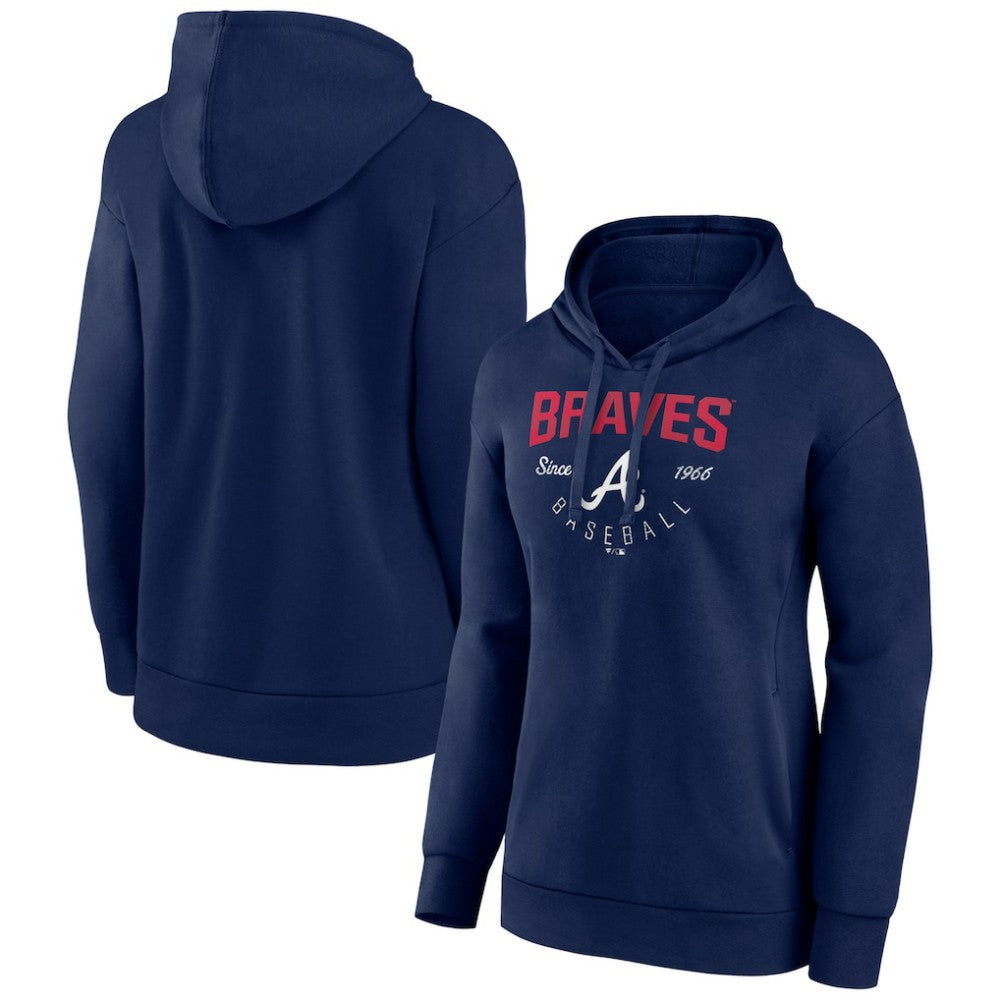 Navy Atlanta Braves Women's Team Live For It Pullover Hoodie