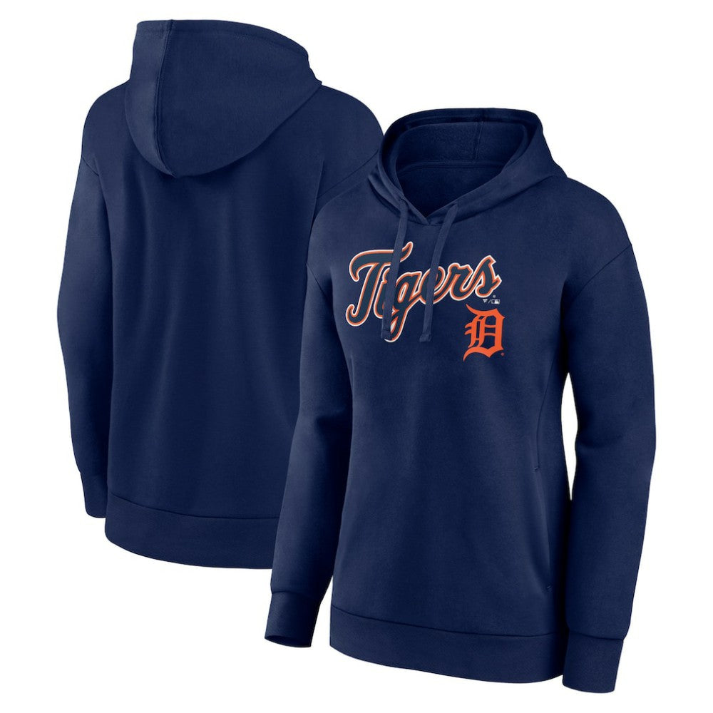 Navy Detroit Tigers Women's Team Logo Lockup Pullover Hoodie