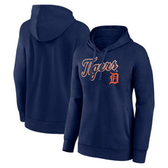 Navy Detroit Tigers Women's Team Logo Lockup Pullover Hoodie