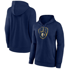 Navy Milwaukee Brewers Women's Distressed Team Pullover Hoodie