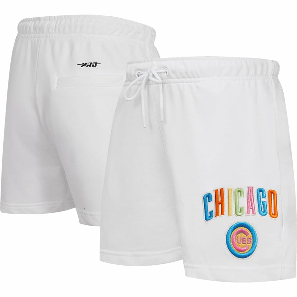 White Chicago Cubs Pro Standard Women's Washed Neon Shorts