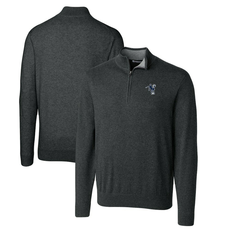 Cutter & Buck Throwback Logo Lakemont Tri-Blend Big & Tall Quarter-Zip Pullover Sweater - Indianapolis Colts Pullover