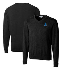 Cutter & Buck Throwback Logo Lakemont Tri-Blend Big & Tall V-Neck Pullover Sweater - Detroit Lions Pullover