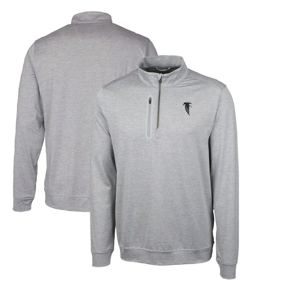 Cutter & Buck Stealth Heathered Big & Tall Throwback Logo Quarter-Zip Pullover Top - Atlanta Falcons Pullover