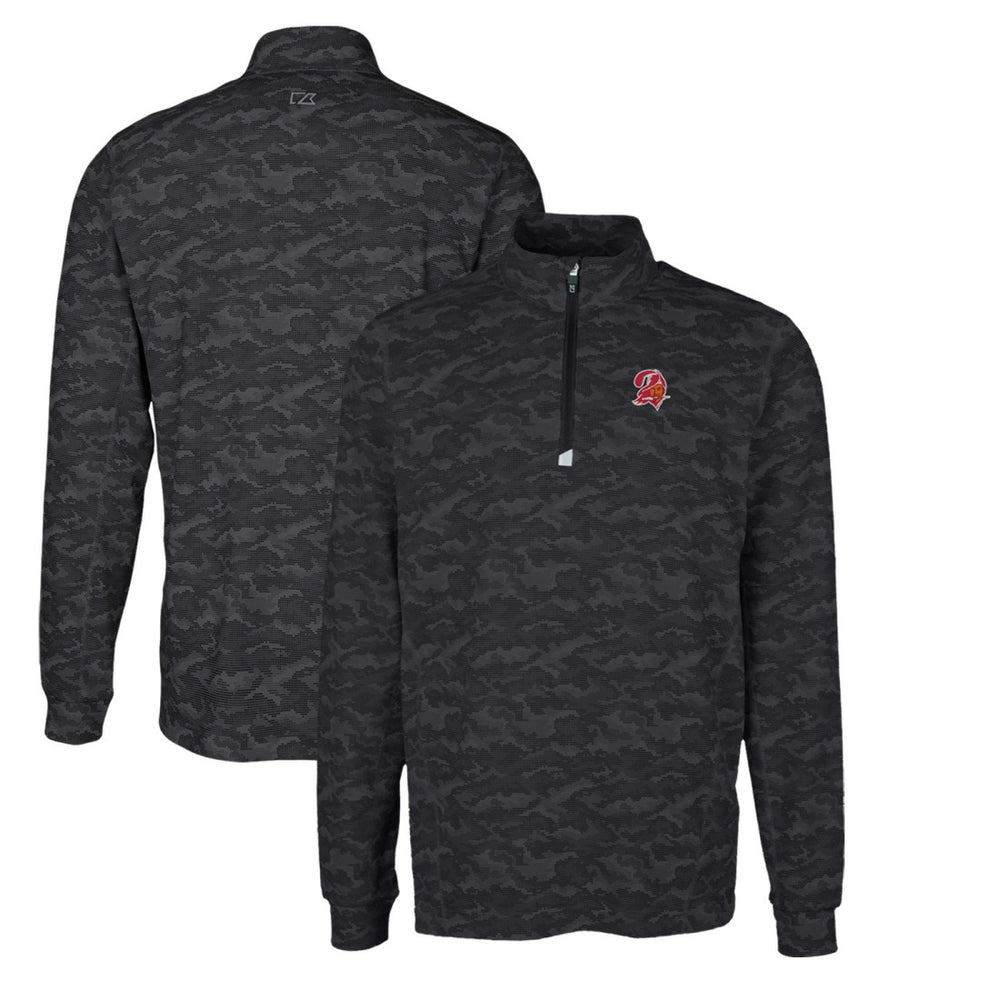 Cutter & Buck Throwback Logo Big & Tall Traverse Camo Print Stretch Quarter-Zip Pullover Top - Tampa Bay Buccaneers Pullover