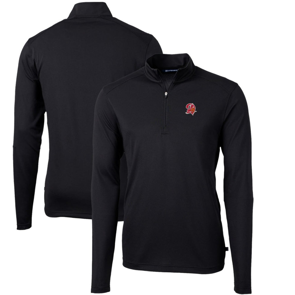 Cutter & Buck Throwback Logo Virtue Eco Pique Recycled Quarter-Zip Big & Tall Pullover Top - Tampa Bay Buccaneers Pullover
