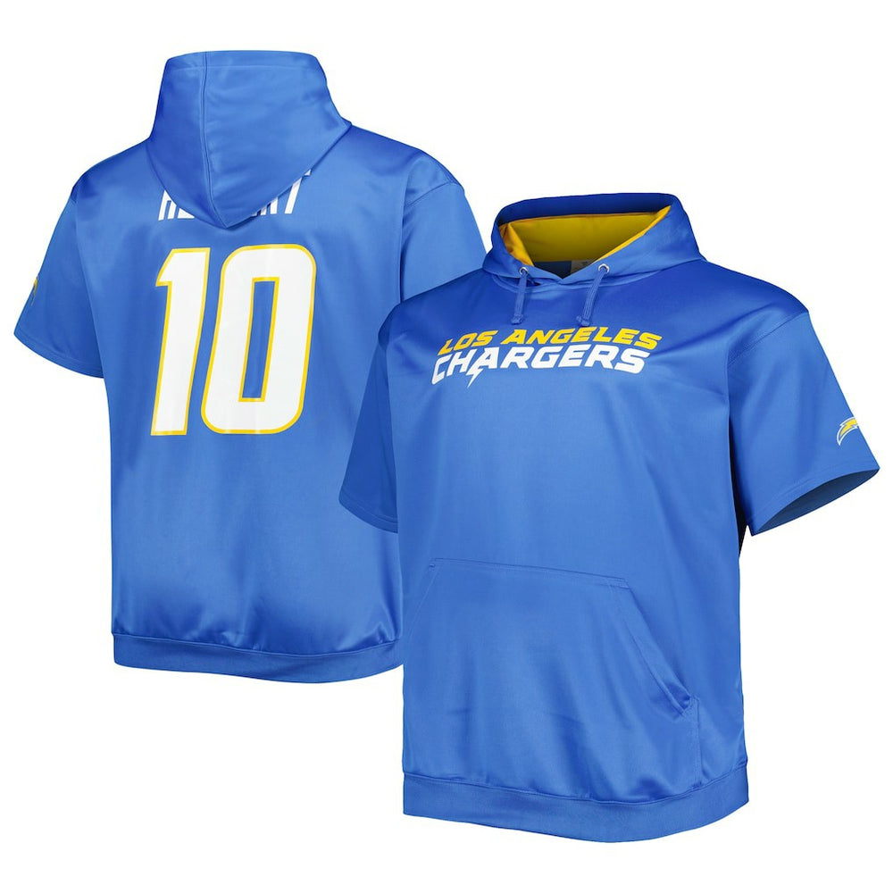 Justin Herbert Big & Tall Short Sleeve Pullover Hoodie - Los Angeles Chargers Hoodies