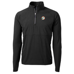 Cutter & Buck Adapt Eco Knit Hybrid Recycled Quarter-Zip Throwback Pullover Top - Miami Dolphins Pullover