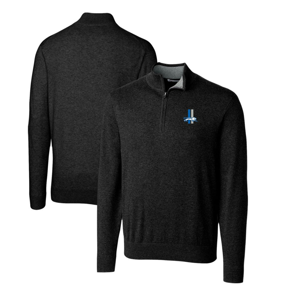 Cutter & Buck Throwback Logo Lakemont Tri-Blend Quarter-Zip Pullover Sweater - Detroit Lions Pullover