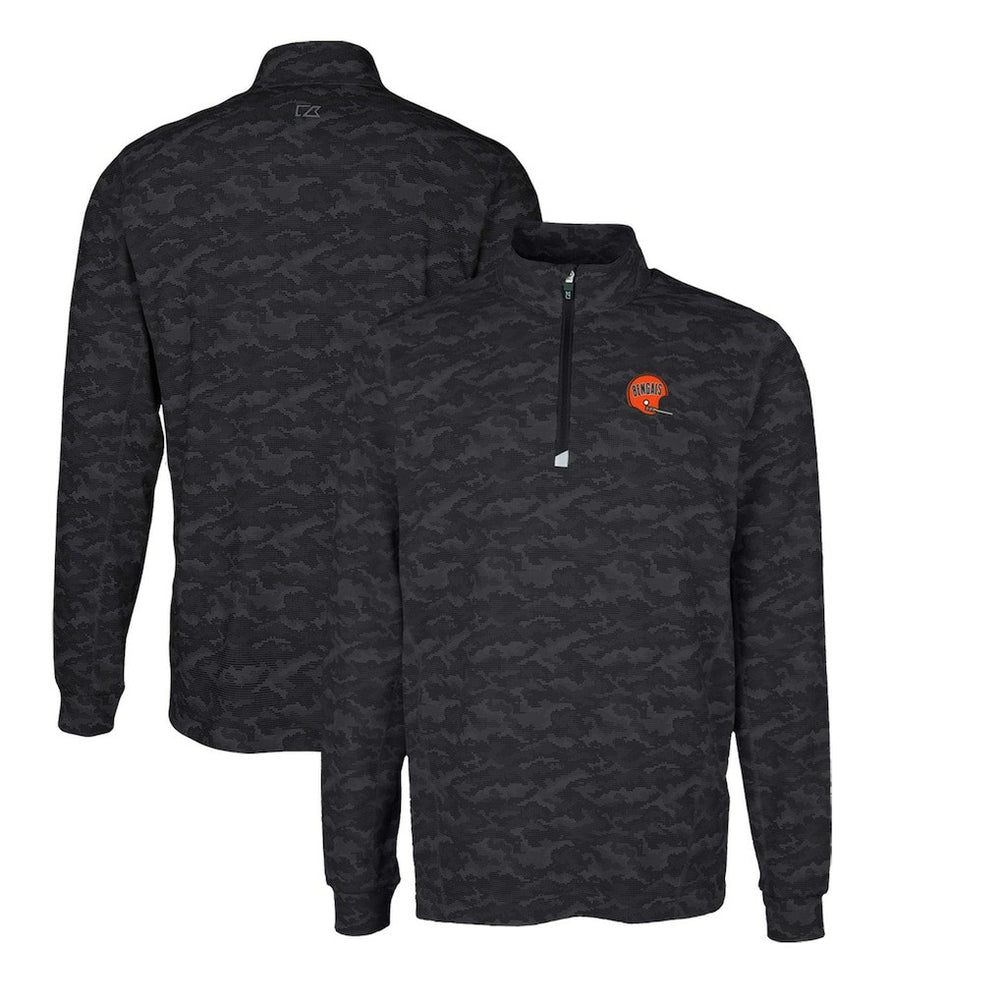 Cutter & Buck Throwback Logo Traverse Camo Print Stretch Quarter-Zip Pullover Top - Cincinnati Bengals Pullover