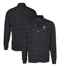 Cutter & Buck Throwback Logo Traverse Camo Print Stretch Quarter-Zip Pullover Top - Detroit Lions Pullover