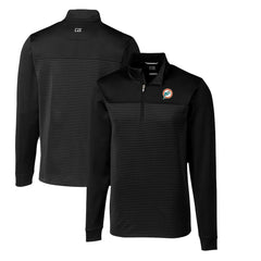 Cutter & Buck Throwback Logo Traverse Stripe Stretch Quarter-Zip Pullover Top - Miami Dolphins Pullover