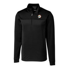 Cutter & Buck Throwback Logo Traverse Stripe Stretch Quarter-Zip Pullover Top - Miami Dolphins Pullover