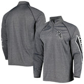 Heather Gray Chicago White Sox Stitches Wordmark Raglan Quarter-Zip Top