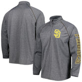 Heather Gray San Diego Padres Stitches Wordmark Raglan Quarter-Zip Top