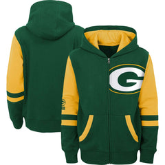 Preschool Stadium Color Block Full-Zip Hoodie - Green Bay Packers Hoodies