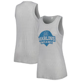 Gray Miami Marlins Soft as a Grape Women's Tri-Blend Tank Top