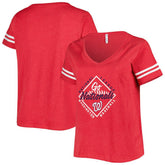 Red Washington Nationals Soft as a Grape Women's Plus Size V-Neck Jersey T-Shirt