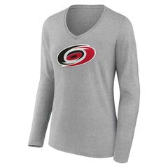 NHL Carolina Hurricanes Women's Primary Logo Team Long Sleeve V-Neck T-Shirt