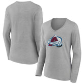 NHL Colorado Avalanche Women's Primary Logo Team Long Sleeve V-Neck T-Shirt