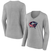 NHL Columbus Blue Jackets Women's Primary Logo Team Long Sleeve V-Neck T-Shirt