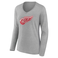 NHL Detroit Red Wings Women's Primary Logo Team Long Sleeve V-Neck T-Shirt