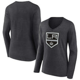 NHL Los Angeles Kings Women's Primary Team Logo Long Sleeve V-Neck T-Shirt