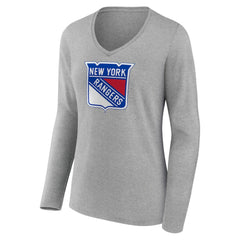 NHL New York Rangers Women's Primary Logo Team Long Sleeve V-Neck T-Shirt