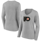 NHL Philadelphia Flyers Women's Primary Logo Team Long Sleeve V-Neck T-Shirt