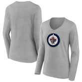 NHL Winnipeg Jets Women's Primary Logo Team Long Sleeve V-Neck T-Shirt
