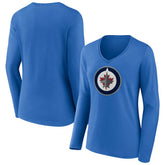 NHL Winnipeg Jets Women's Primary Team Logo Long Sleeve V-Neck T-Shirt