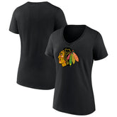NHL Chicago Blackhawks Women's Team Primary Logo V-Neck T-Shirt