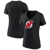 NHL New Jersey Devils Women's Team Primary Logo V-Neck T-Shirt